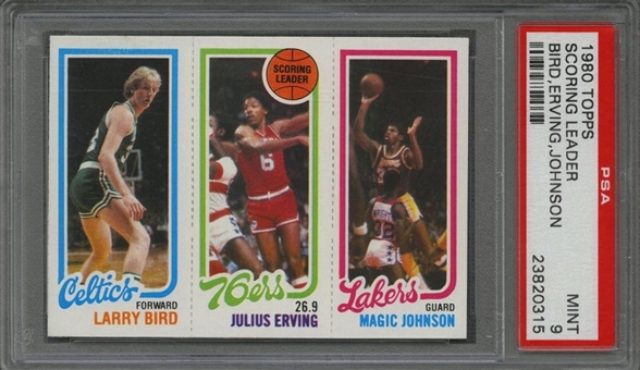 1980/81 Topps #6 Larry Bird/Magic Johnson Rookie Card – PSA MINT 9